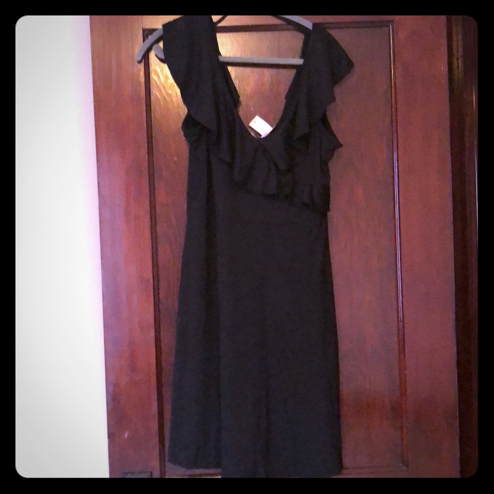 Francesca’s Black Ruffle Top Dress